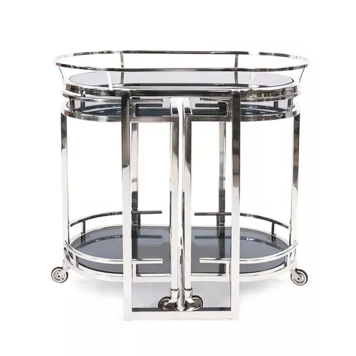 Payaa Bar Trolley Griffin Ovaal 79x46x84cm Met Zwart Glas (114730)