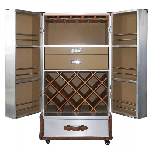 Wijnkast Maysville 63x52x130cm zilver