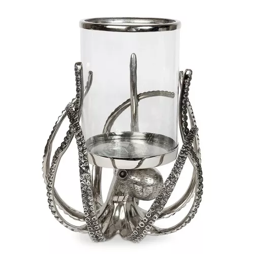 Octopus  Windlicht 32x32x37cm zilverkleurig