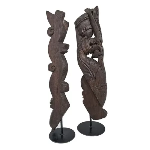 Payaa Standbeeld/Sculptuur 18x18x67cm Oud houtsnijwerk (104904)