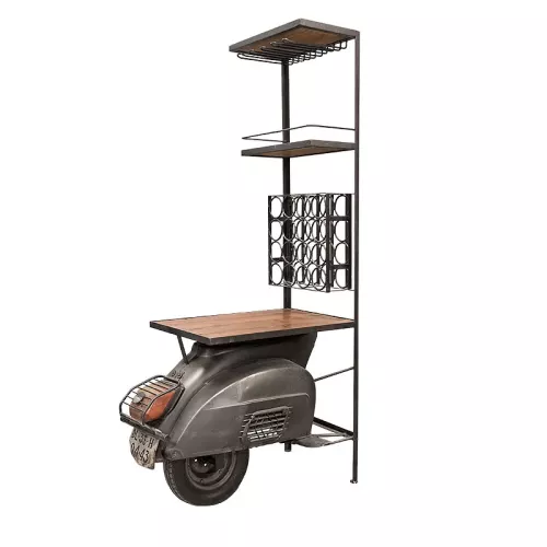 Payaa IJzeren & Houten Rek Scooter 54x100x187cm wijnrek (110900)