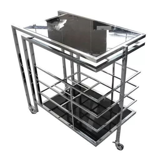 Payaa Bartrolley Darrell 77x42x78,5cm zilver zwart glas (110808)