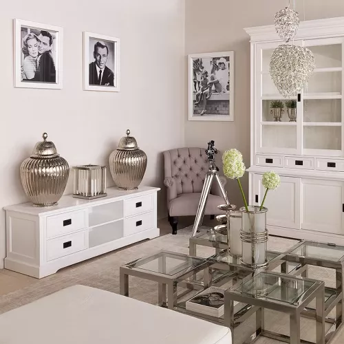 Payaa Windlicht Licht 25x25x32cm Art Deco Klein Vierkant van zijde en glas (107889)