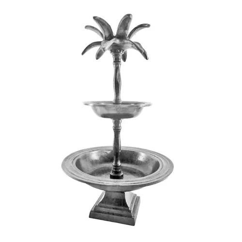 Payaa 2-Tier Stand 25x25x42cm (Plaat 25&15cm) ruw zilver palm (112258)