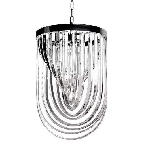 Payaa Plafondlamp 40x40x63cm luxe glas en zilver (109878)