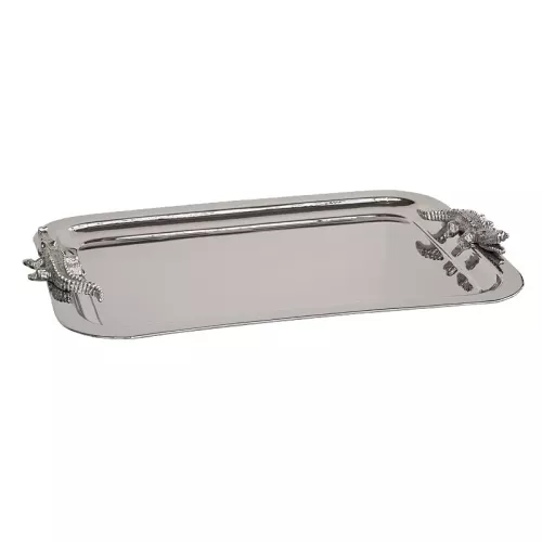 Dienblad 57x39x4cm Aligator handvat zilver