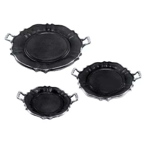 Payaa Dienblad 65x56x9.5cm Rond (Set Van 3) ruw metaal zwart (101691)