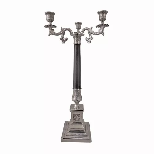 Payaa Kandelaar 17x17x65cm zilver en zwart (109665)