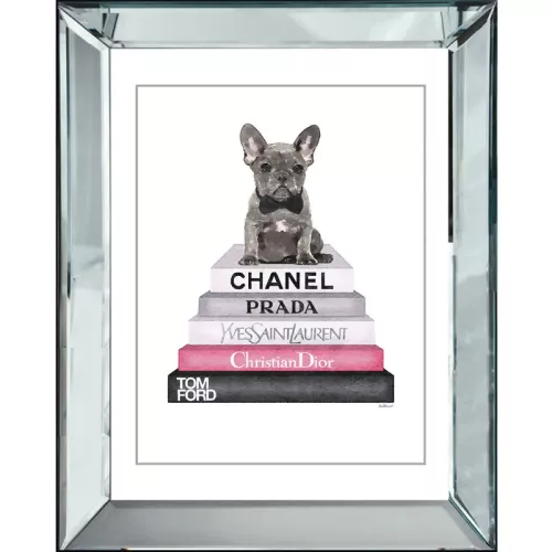 Franse Bulldog op Modeboeken 40x50x4.5cm