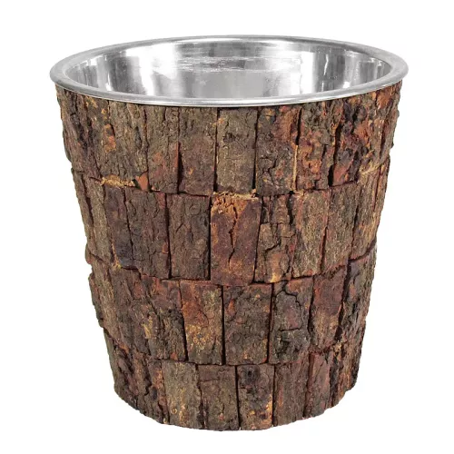 Payaa Wijnkoeler 22x22x21cm met hout en zilver (111341)