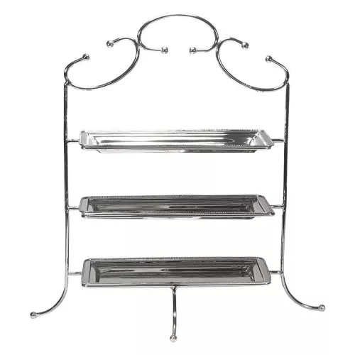 Payaa Serveerstandaard - 3 plateaus Zilver 38x14x54cm (109594)