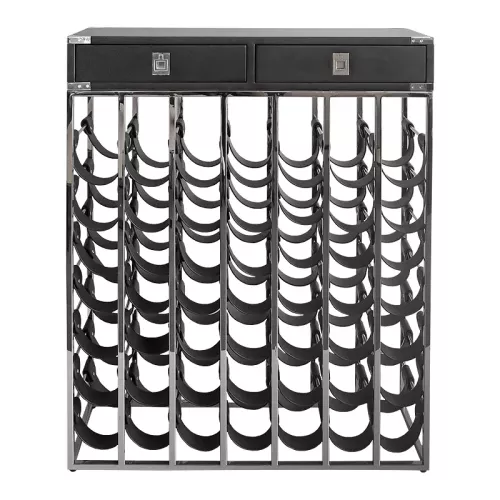 Payaa RVS wijnrek met zwarte lade 84x25x104cm (200803)